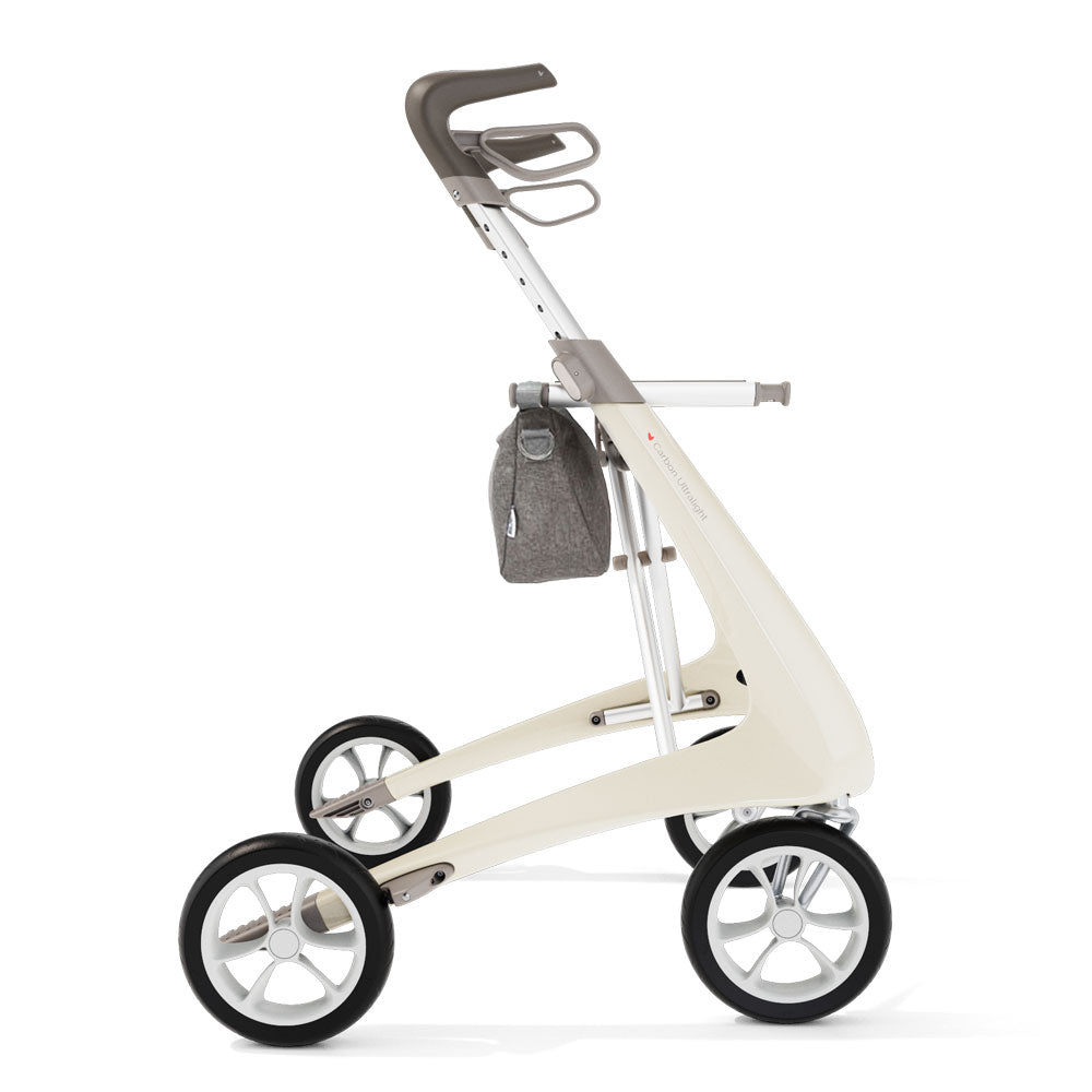 Lichtgewicht rollator carbon-ultralight rood met organiser bag
