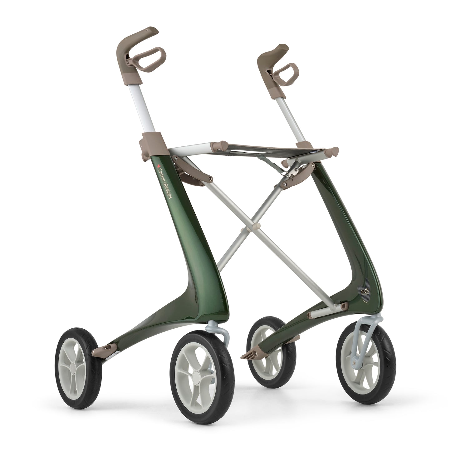 Lichtgewicht rollator carbon-ultralight rood met organiser bag