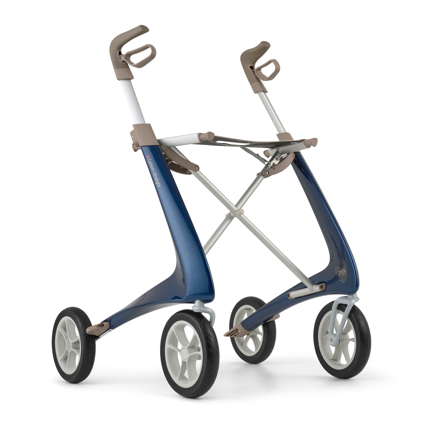 Lichtgewicht rollator carbon-ultralight rood met organiser bag