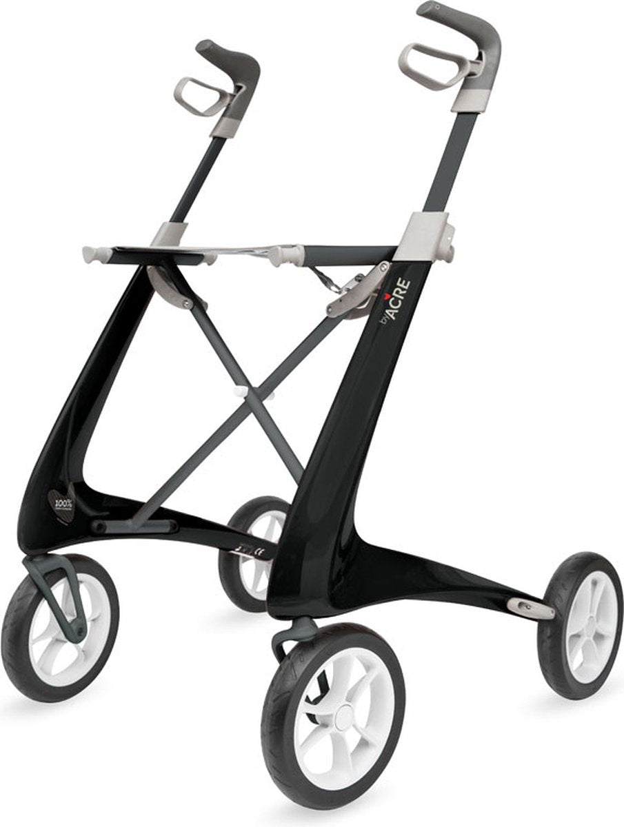 Lichtgewicht rollator carbon-ultralight rood met organiser bag