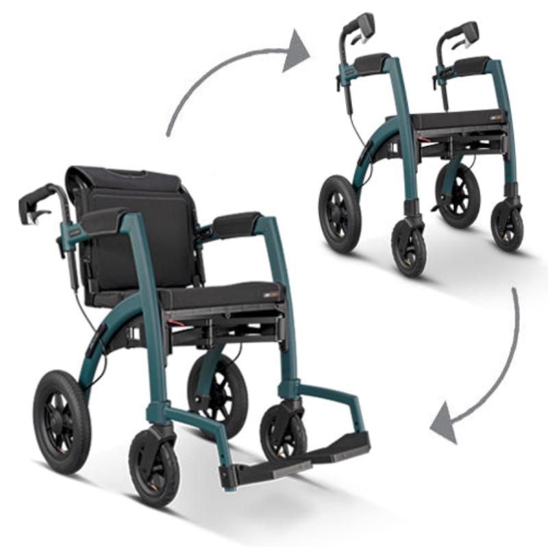 Lichtgewicht Rollator en Rolstoelpakket - Rollz Motion Performance Jungle Green - Hulpmiddeldiscounter.nl