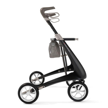 Lichtgewicht Rollator Carbon- Ultralight Zwart Met Organiser Bag - Large Zitbreedte 47CM - Hulpmiddeldiscounter.nl
